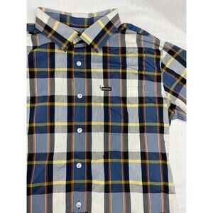 Brixton Shirt Mens Medium Blue Plaid Short Sleeve Button up Casual School Work